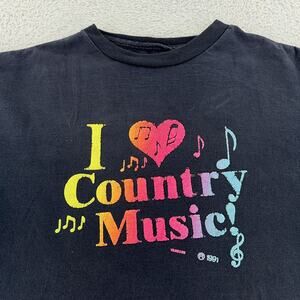 Vintage I Love Country Music Shirt Mens XL Rainbow Graphic Band 1991 90s